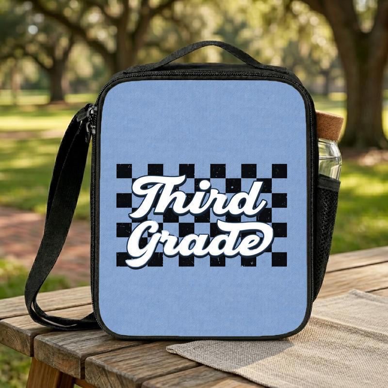 Custom Grade Checkered Lunch Bag - Cool Back To School Look Lunch Box Bag