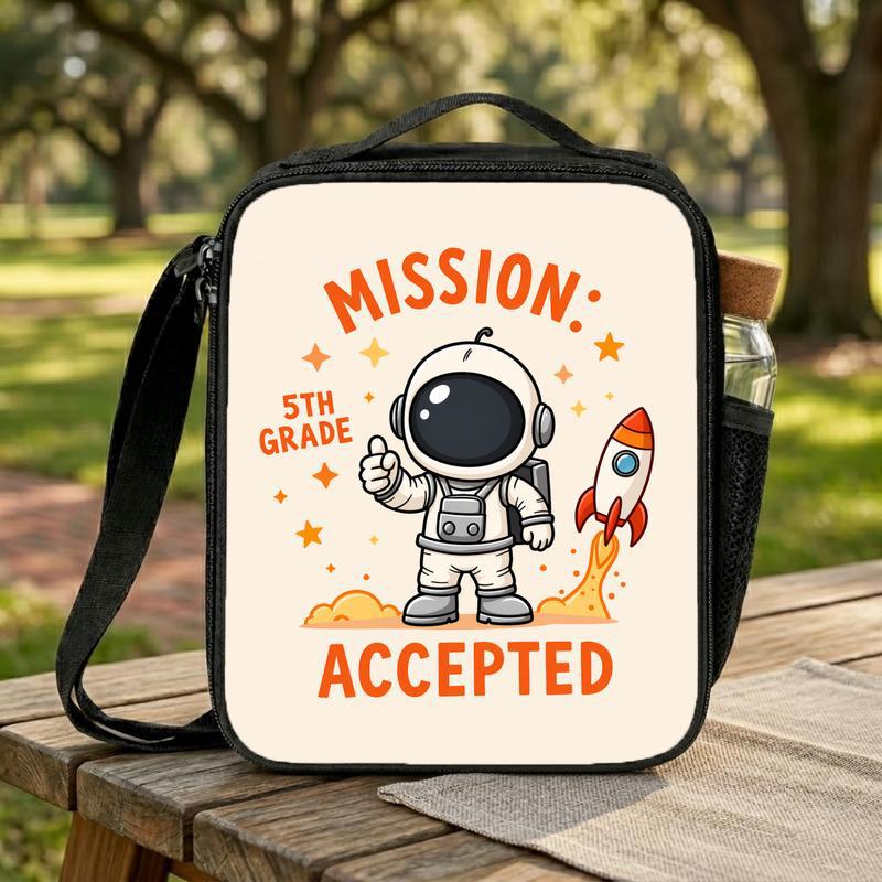 Custom Grade Lunch Bag Kids - Mission Accepted Astronaut Theme Lunch Box Bag