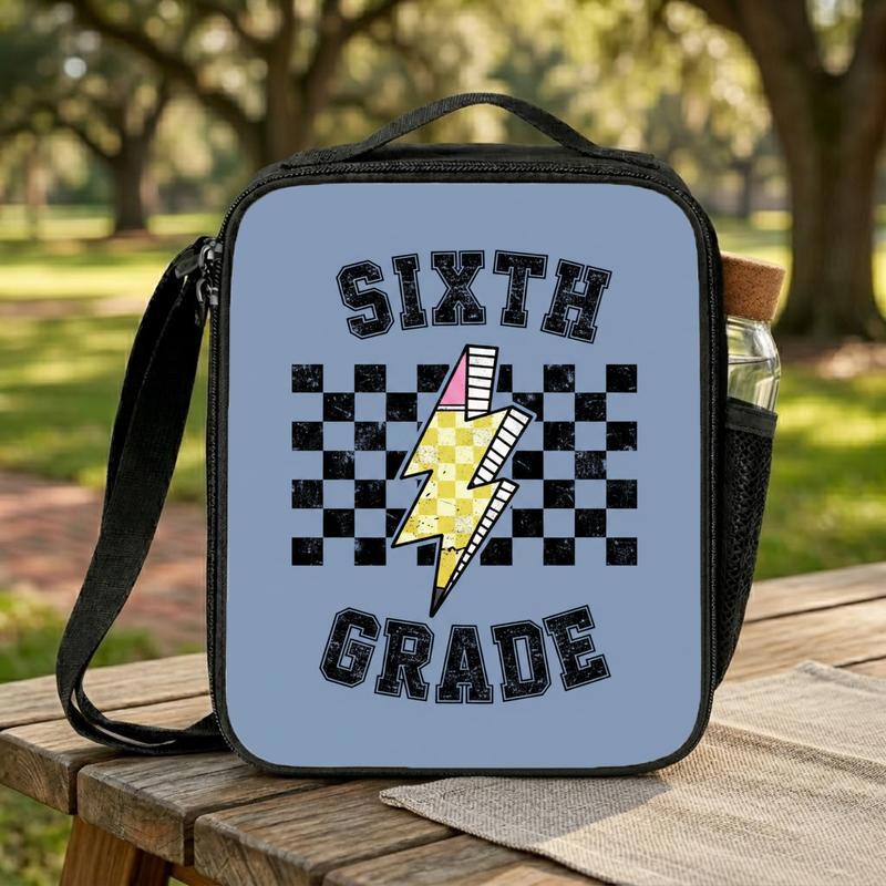 Custom Grade Middle School Lunch Bag - Back To School Cool Retro Style Lunch Box Bag Custom Grade Middle School Lunch Bag - Back To School Cool Retro Style Lunch Box Bag
