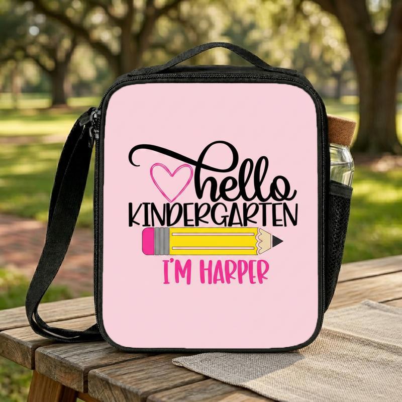 Custom Kids Lunch Bag - First Day Kindergarten With Name Lunch Box Bag Custom Kids Lunch Bag - First Day Kindergarten With Name Lunch Box Bag