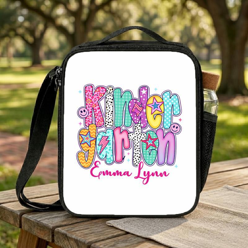 Custom Kids Lunch Bag - Kindergarten Name Design For Girls Lunch Box Bag