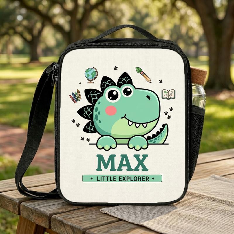 Custom Little Explorer Dino Lunch Bag - School Adventure Kids Lunch Box Bag Custom Little Explorer Dino Lunch Bag - School Adventure Kids Lunch Box Bag