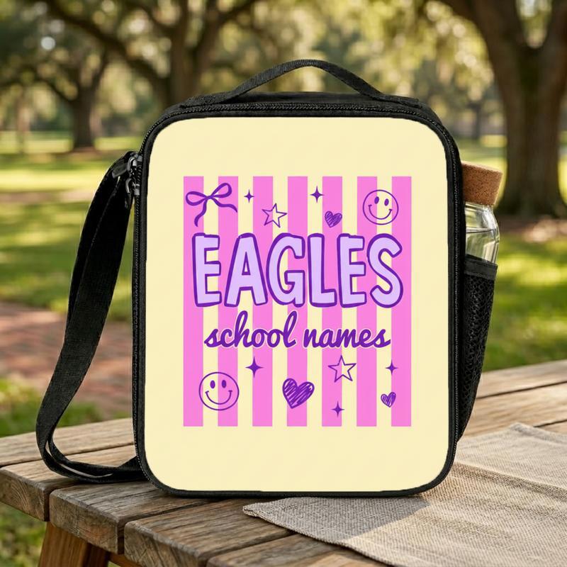 Custom Mascot Striped Lunch Bag - Middle School Spirit Trendy Look Lunch Box Bag Custom Mascot Striped Lunch Bag - Middle School Spirit Trendy Look Lunch Box Bag