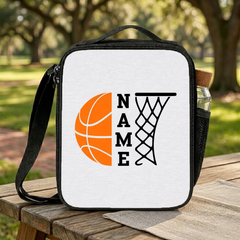 Custom Name Basketball Lunch Bag - Back To School Sport Style Lunch Box Bag Custom Name Basketball Lunch Bag - Back To School Sport Style Lunch Box Bag