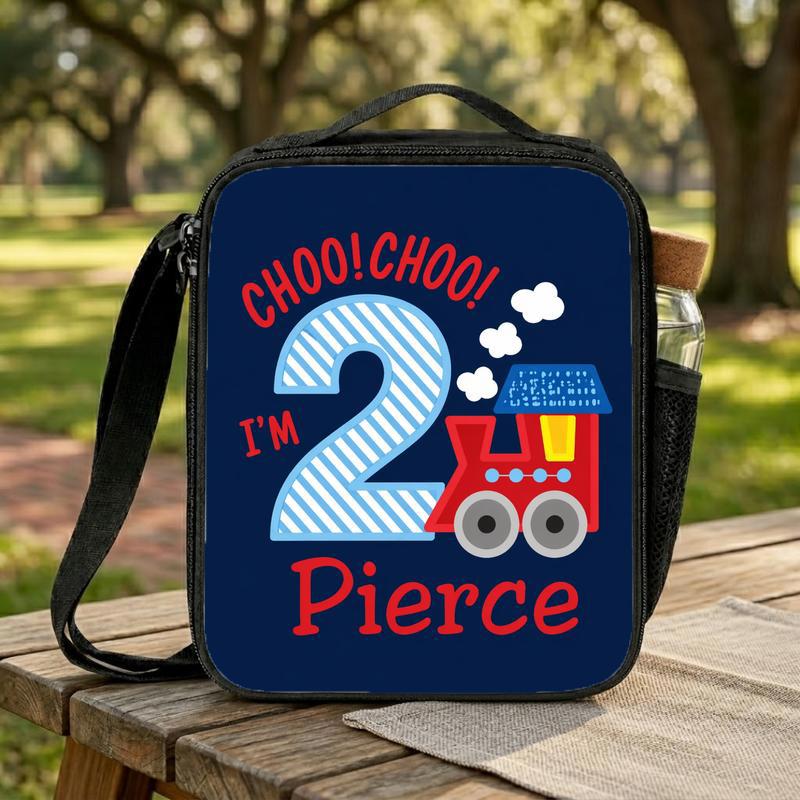 Custom Name Train Lunch Bag - I'm 2 Choo Choo Kids Gift Lunch Box Bag