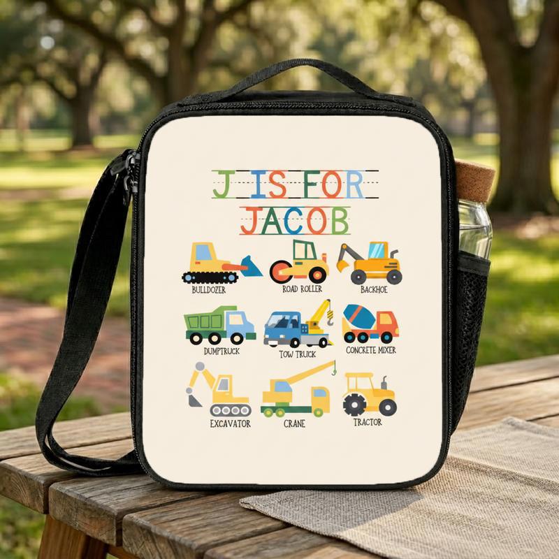 Custom Name Truck Lunch Bag For Boys - Back To School Gift Lunch Box Bag Custom Name Truck Lunch Bag For Boys - Back To School Gift Lunch Box Bag