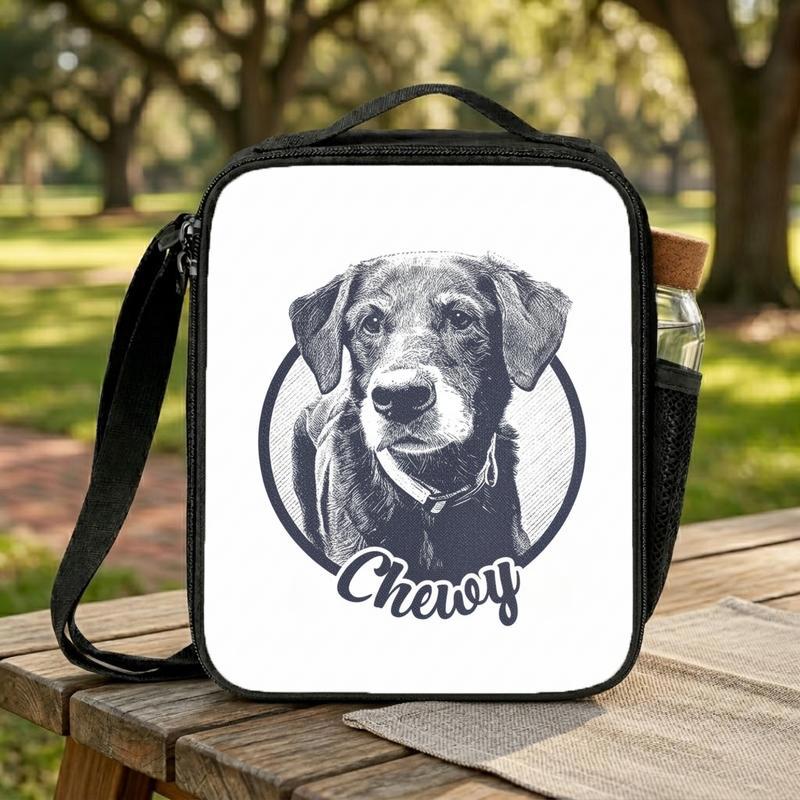 Custom Pet Portrait T-Shirt_ Personalized Dog Cat Photo Keepsake Tee Memorial Gift For Pet Lover Lunch Box Bag Custom Pet Portrait T-Shirt_ Personalized Dog Cat Photo Keepsake Tee Memorial Gift For Pet Lover Lunch Box Bag