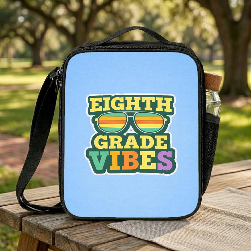 Custom 8th Grade Lunch Bag - Middle School Back To School Retro Vibe Lunch Box Bag Custom 8th Grade Lunch Bag - Middle School Back To School Retro Vibe Lunch Box Bag