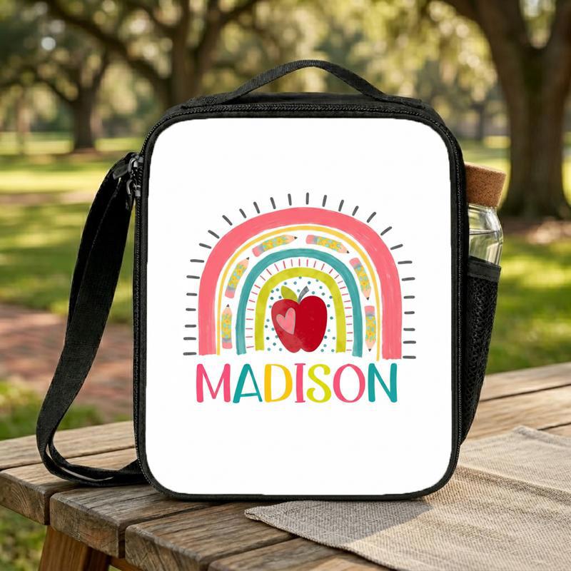 Cute Kindergarten Lunch Bag - Colorful Rainbow Custom Name Design Lunch Box Bag Cute Kindergarten Lunch Bag - Colorful Rainbow Custom Name Design Lunch Box Bag