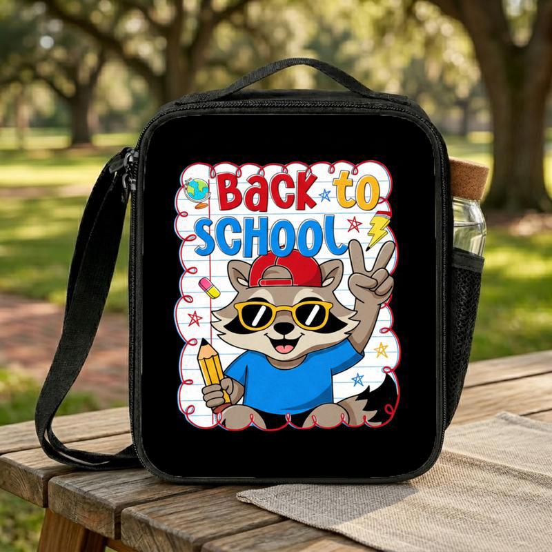 Cute Raccoon Lunch Bag - Kids Back To School Fun Design Lunch Box Bag