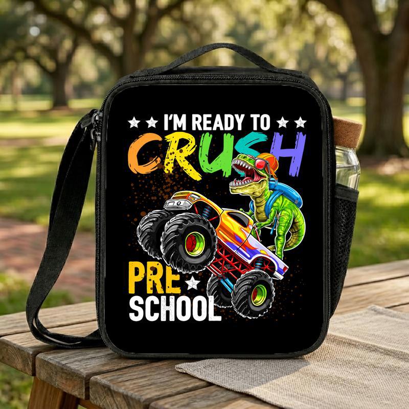 Dinosaur Monster Truck Lunch Bag For Kids - Back To School Fun Lunch Box Bag Dinosaur Monster Truck Lunch Bag For Kids - Back To School Fun Lunch Box Bag