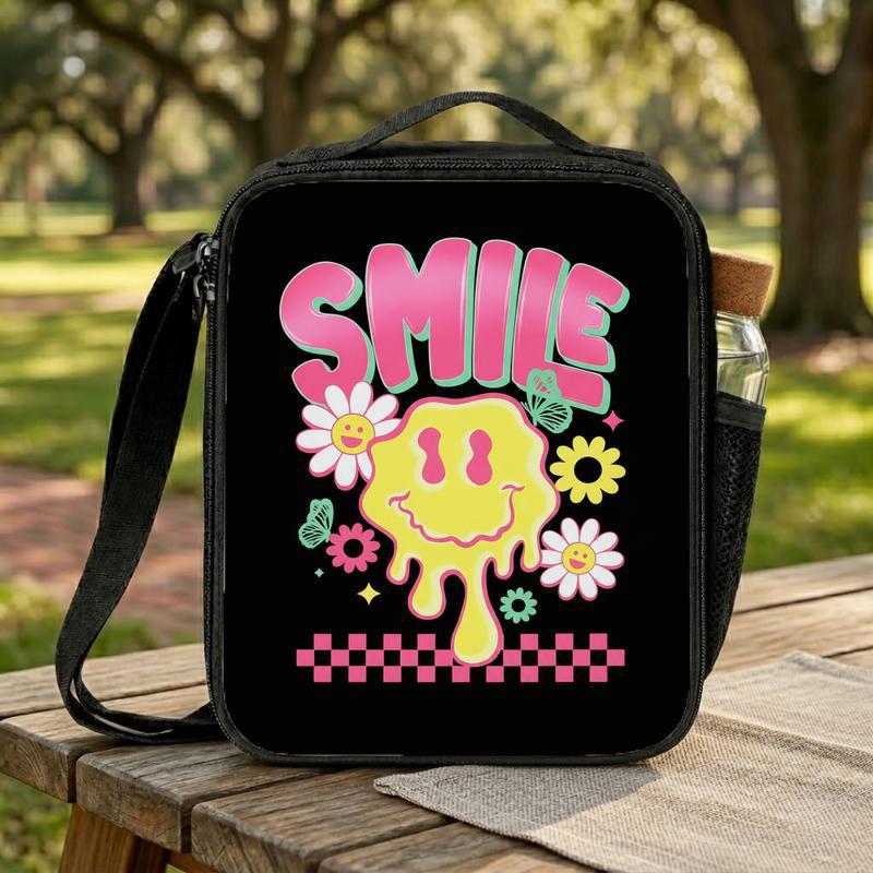 Drippy Smiley Lunch Bag - Cool Retro School Style Kids Lunch Box Bag Drippy Smiley Lunch Bag - Cool Retro School Style Kids Lunch Box Bag