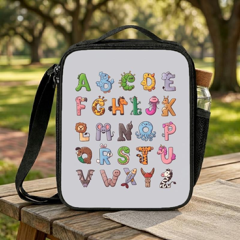 Educational Kids Lunch Bag - Fun ABC Animals Learning Design Lunch Box Bag