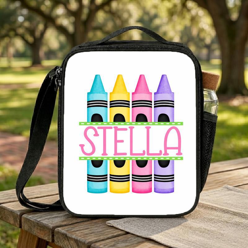 Elementary School Lunch Bag - Custom Name Crayon Style Lunch Box Bag Elementary School Lunch Bag - Custom Name Crayon Style Lunch Box Bag