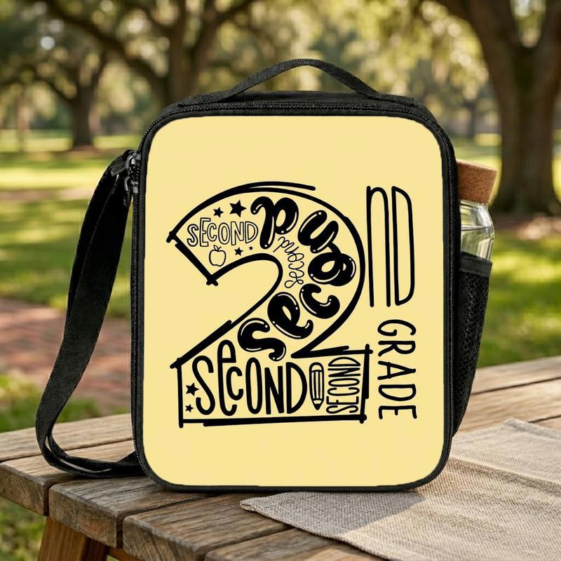 Elementary School 2nd Grade Lunch Bag - Cool Bold Letter Style Lunch Box Bag