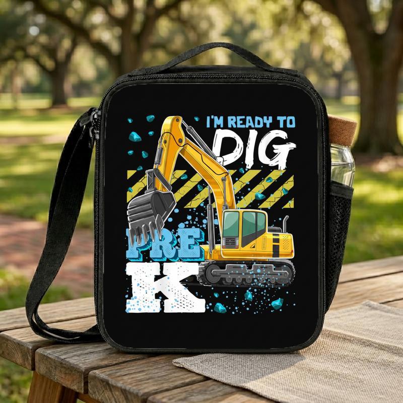 Excavator Lunch Bag For Kids - Ready To Dig Pre-K Gift Lunch Box Bag Excavator Lunch Bag For Kids - Ready To Dig Pre-K Gift Lunch Box Bag