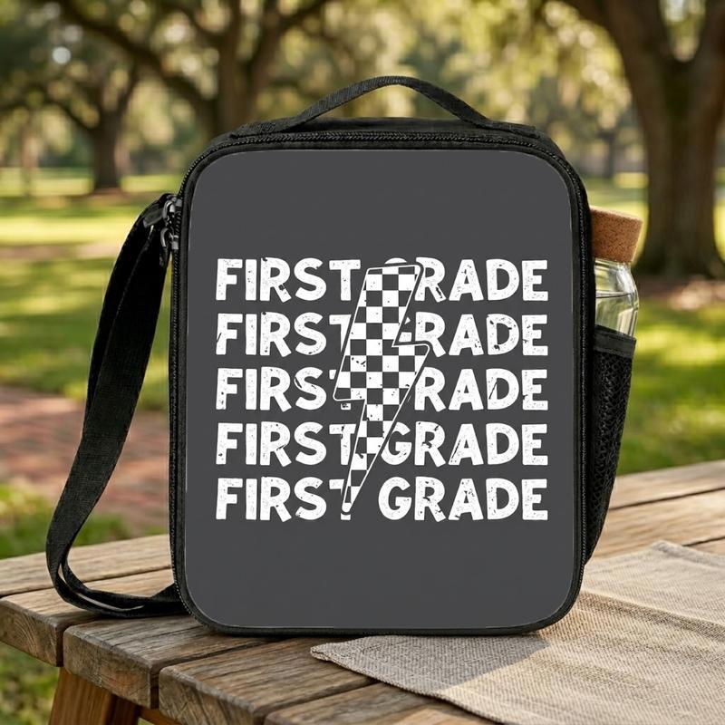First Grade Lightning Checkerboard - Cool Kids School Lunch Bag Lunch Box Bag