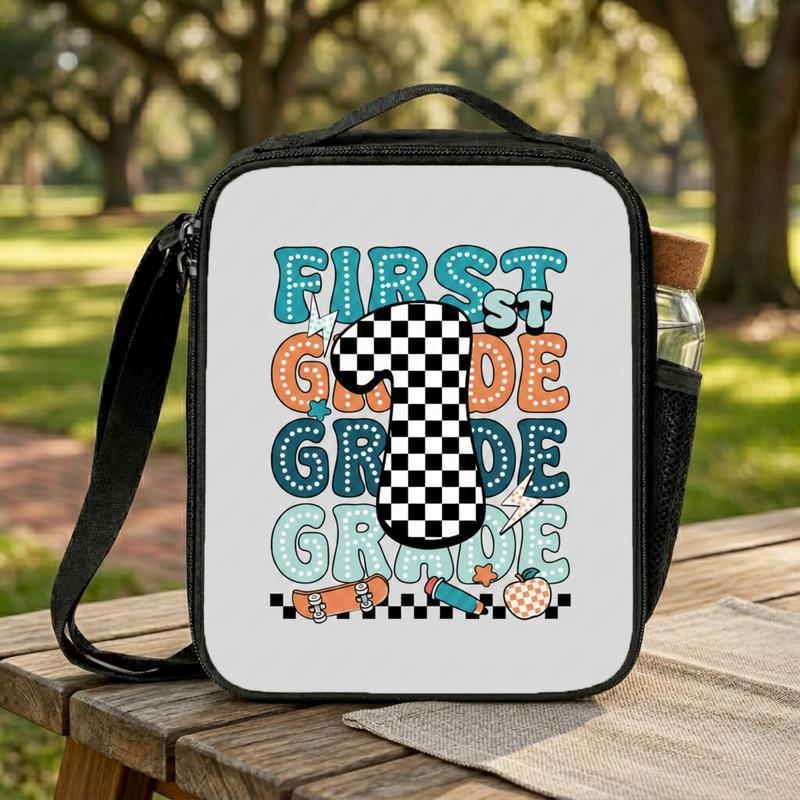 First Grade Lunch Bag - Elementary School Checker Sport Style Lunch Box Bag First Grade Lunch Bag - Elementary School Checker Sport Style Lunch Box Bag