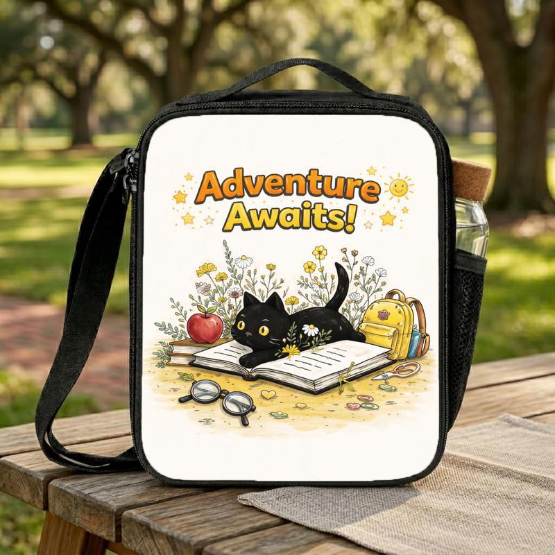 Floral Cat Book Lunch Box Bag Floral Cat Book Lunch Box Bag