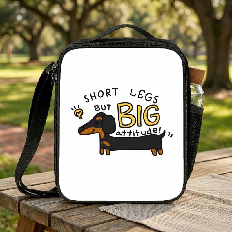 Funny Dashund Dog - Short Legs But Big Attitude Lunch Box Bag Funny Dashund Dog - Short Legs But Big Attitude Lunch Box Bag
