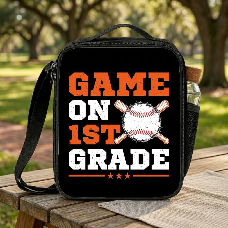 Game On First Grade Lunch Bag - Baseball Kids Gift Lunch Box Bag Game On First Grade Lunch Bag - Baseball Kids Gift Lunch Box Bag