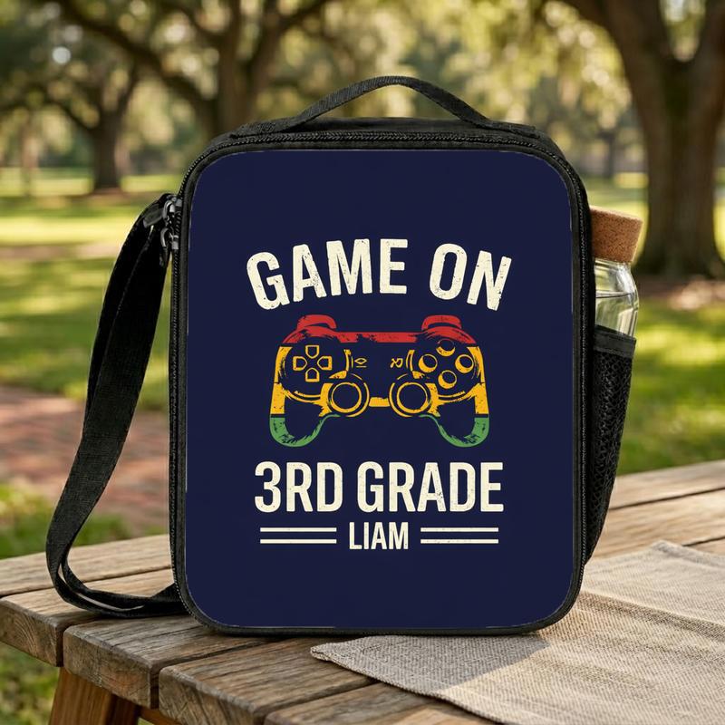 Game On 3rd Grade Lunch Bag - Vintage Personalized Gamer Kids Lunch Box Bag Game On 3rd Grade Lunch Bag - Vintage Personalized Gamer Kids Lunch Box Bag