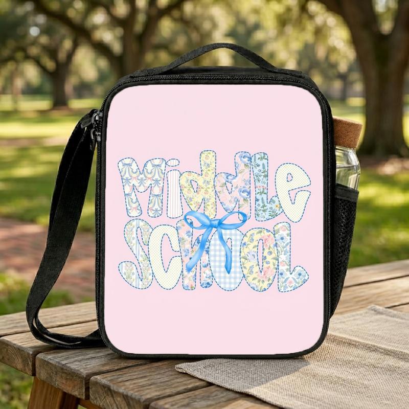 Girl Middle School Lunch Bag - Back To School Floral Bow Style Lunch Box Bag Girl Middle School Lunch Bag - Back To School Floral Bow Style Lunch Box Bag