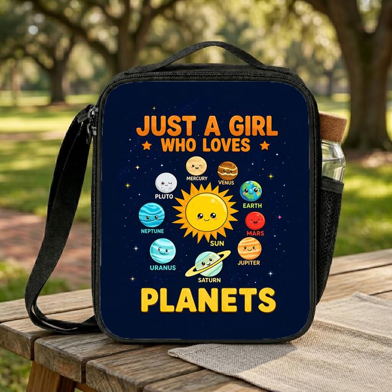 Girls Lunch Bag Space - Just A Girl Who Loves Planets Lunch Box Bag