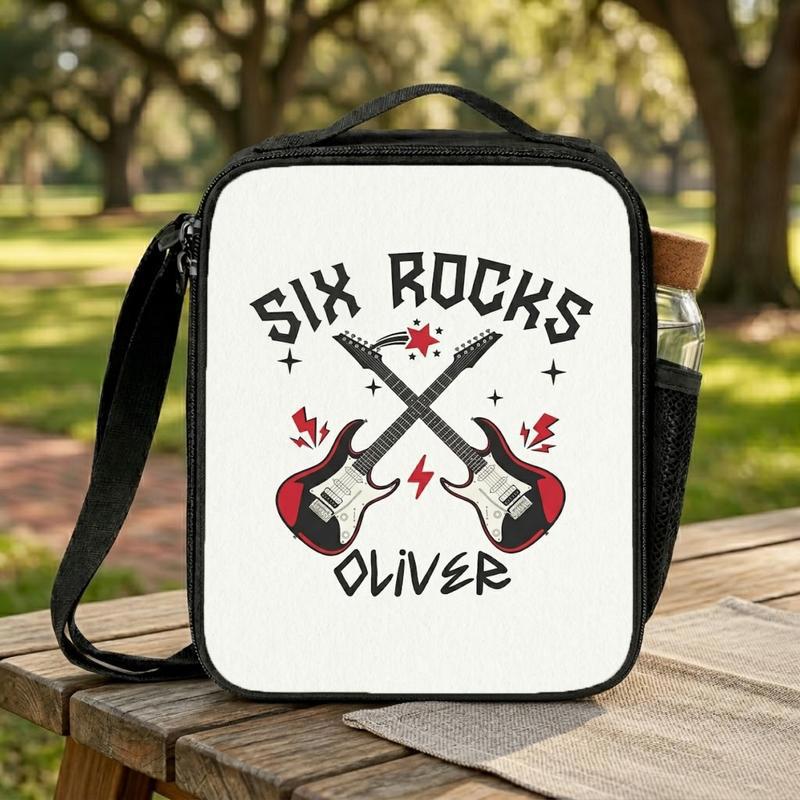 Grade Rocks Lunch Bag For Kids - Custom Name Rock N Roll Style Lunch Box Bag Grade Rocks Lunch Bag For Kids - Custom Name Rock N Roll Style Lunch Box Bag