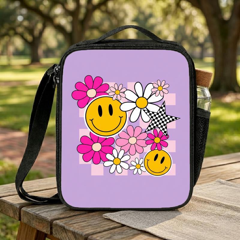 Groovy Daisy Smiley Lunch Bag - Retro Girls School Style Lunch Box Bag Groovy Daisy Smiley Lunch Bag - Retro Girls School Style Lunch Box Bag
