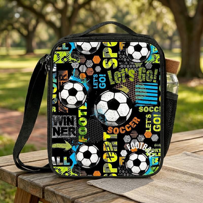 Grunge Soccer Pattern Lunch Bag - Cool Back To School Lunch Box Bag Grunge Soccer Pattern Lunch Bag - Cool Back To School Lunch Box Bag