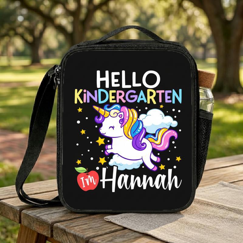 Hello Kindergarten Lunch Bag - Cute Unicorn Kids Style Lunch Box Bag