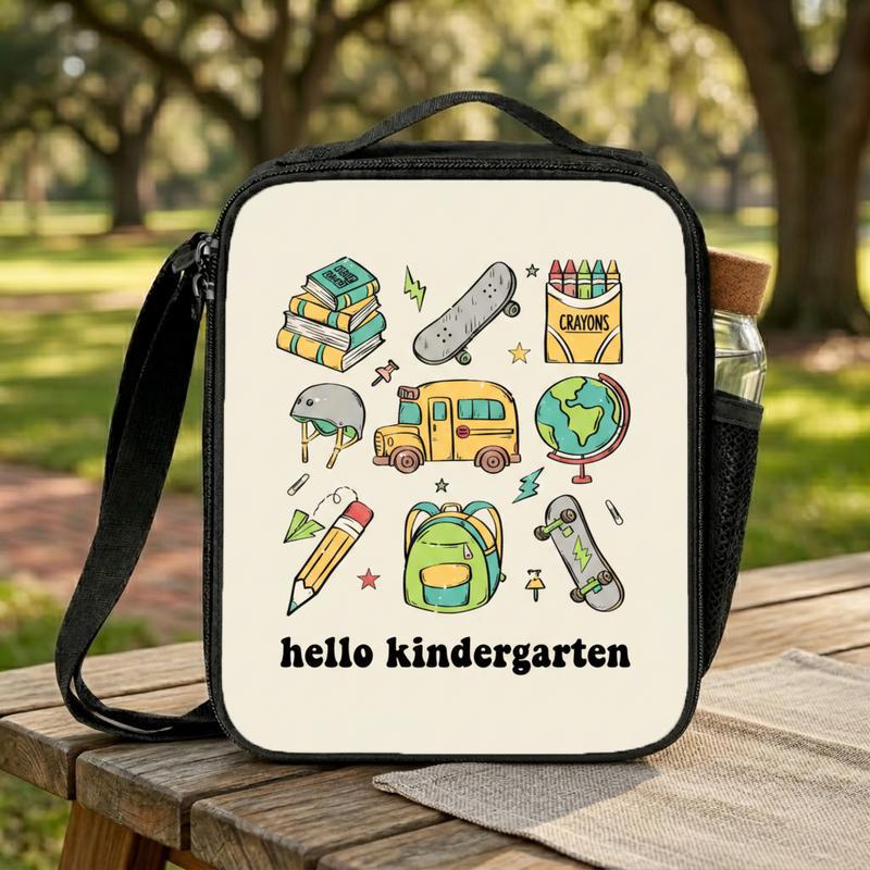 Hello Kindergarten Lunch Bag - School Icons Back To School Kids Lunch Box Bag