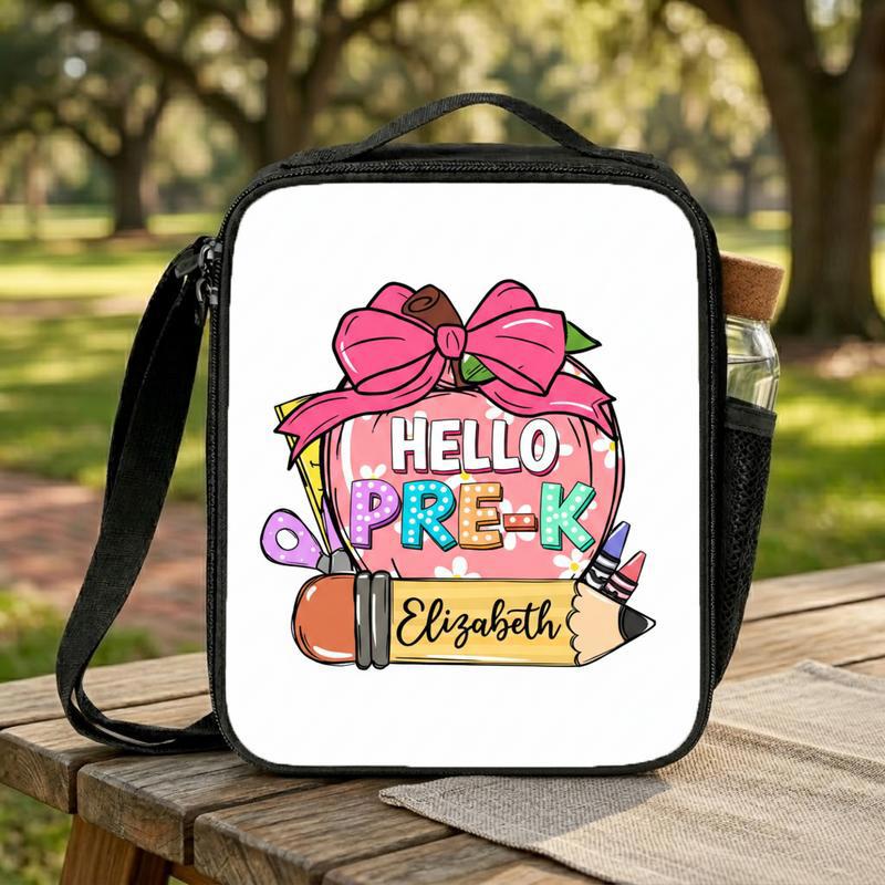 Hello Pre-K Lunch Bag - Custom Name Boys Girls School Lunch Box Bag Hello Pre-K Lunch Bag - Custom Name Boys Girls School Lunch Box Bag