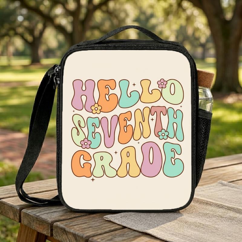 Hello 7th Grade Lunch Bag - Middle School Back To School Fun Lunch Box Bag