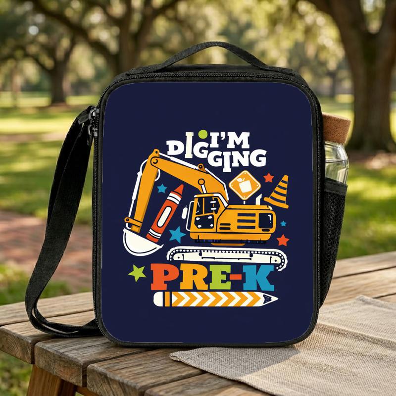 I'm Digging Pre-K Lunch Bag For Boys - Construction Theme Lunch Box Bag