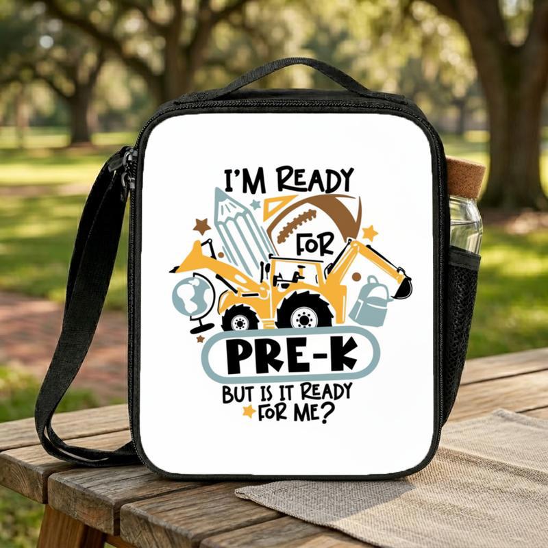I'm Ready For Pre-K Lunch Bag For Kids - Funny Construction Theme Lunch Box Bag I'm Ready For Pre-K Lunch Bag For Kids - Funny Construction Theme Lunch Box Bag