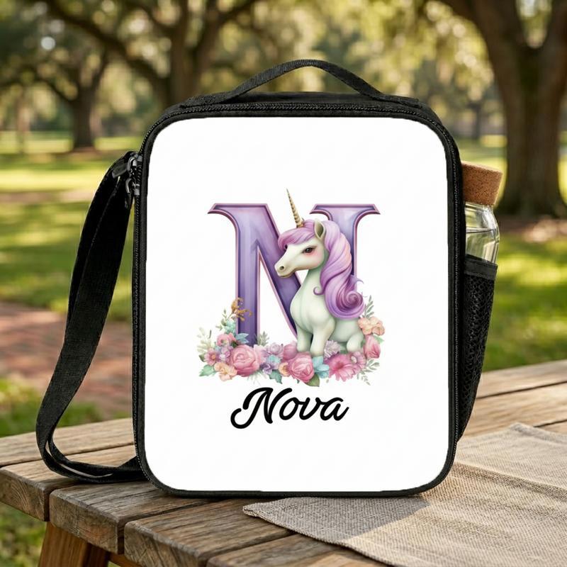 Initial Unicorn Lunch Bag - Personalized Kids Back To School Lunch Box Bag Initial Unicorn Lunch Bag - Personalized Kids Back To School Lunch Box Bag