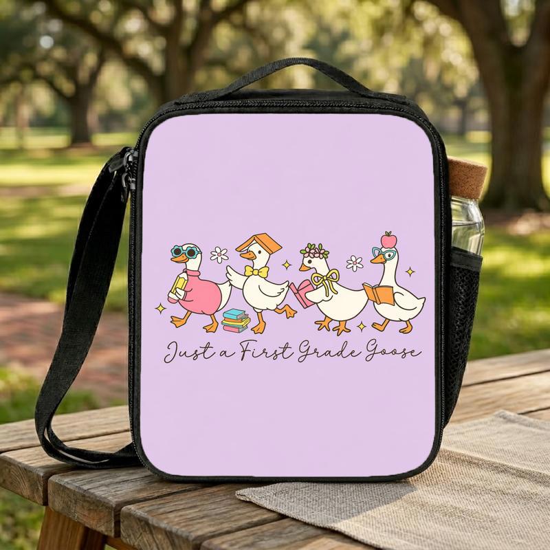 Just A First Grade Goose Lunch Bag - Cute Kids Back To School Lunch Box Bag