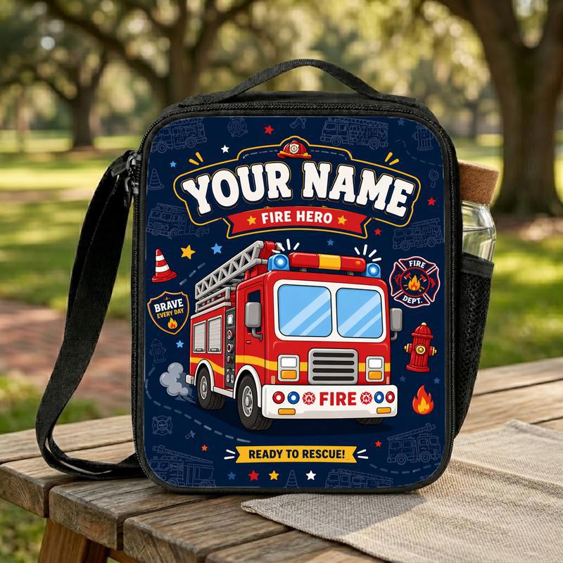 Kids Fire Truck Lunch Bag Custom Name - Fire Hero Back To School Lunch Box Bag Kids Fire Truck Lunch Bag Custom Name - Fire Hero Back To School Lunch Box Bag