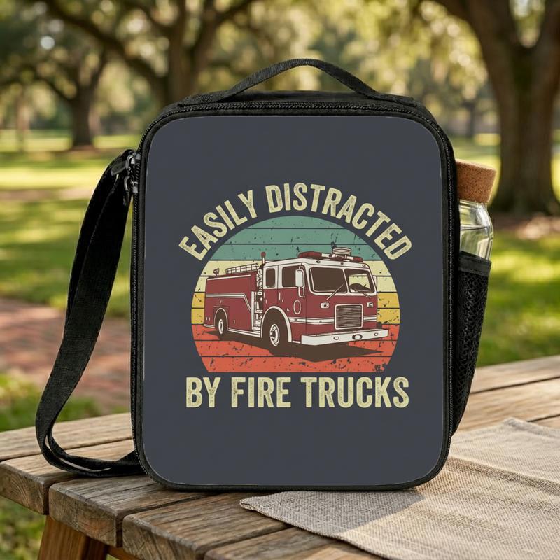 Kids Fire Truck Lunch Bag - Funny Firefighter Back To School Lunch Box Bag Kids Fire Truck Lunch Bag - Funny Firefighter Back To School Lunch Box Bag