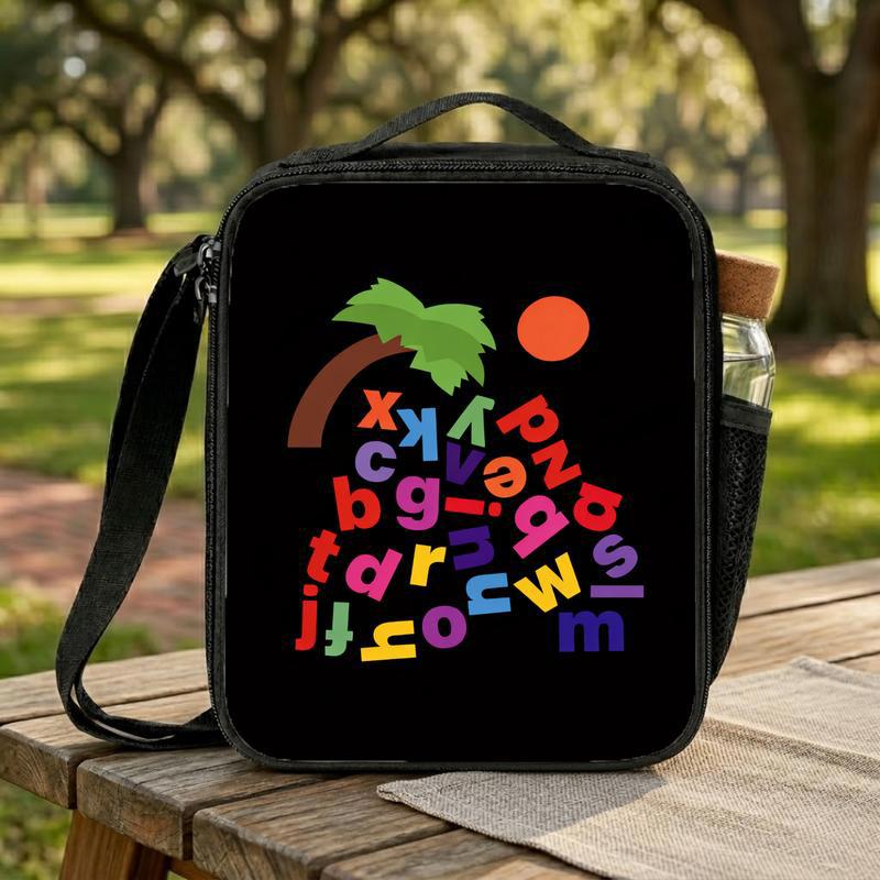 Kids Lunch Bag - Colorful Alphabet Letters Fun School Design Lunch Box Bag Kids Lunch Bag - Colorful Alphabet Letters Fun School Design Lunch Box Bag