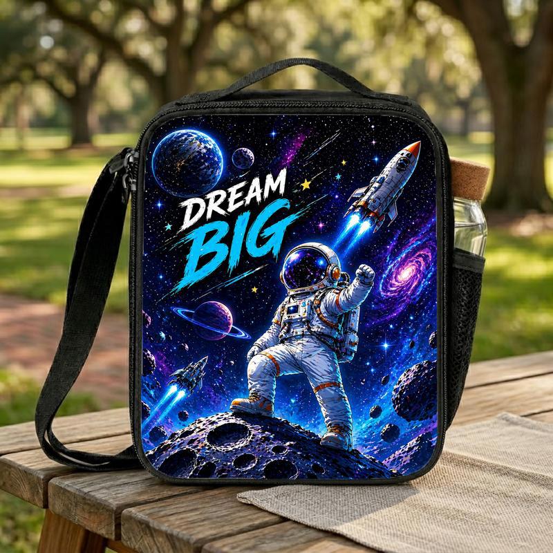 Kids Lunch Bag Dream Big Space - Astronaut Galaxy Design Lunch Box Bag Kids Lunch Bag Dream Big Space - Astronaut Galaxy Design Lunch Box Bag