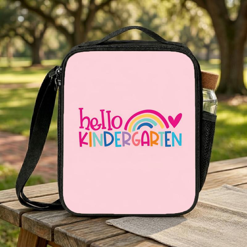 Kids Lunch Bag - First Day Kindergarten Rainbow Design Lunch Box Bag