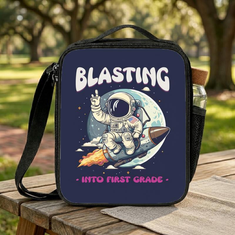 Kids Lunch Bag First Grade - Blasting Into Space Astronaut Lunch Box Bag