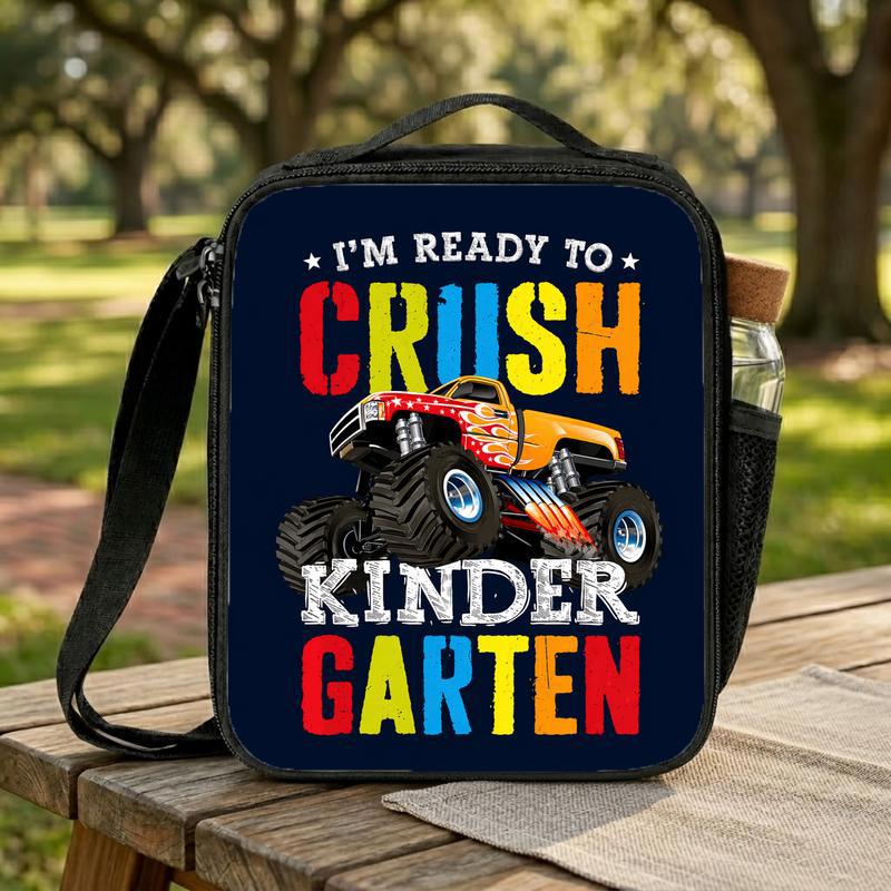 Kids Lunch Bag Ready To Crush Kindergarten - Monster Truck Lunch Box Bag