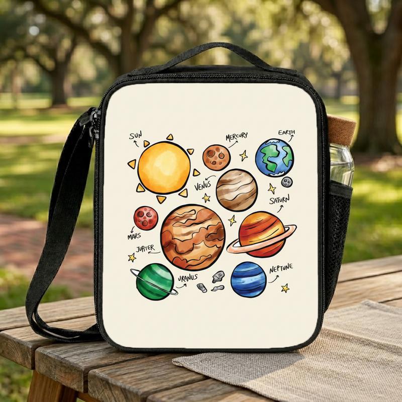 Kids Lunch Bag Solar System - Cute Planets Learning Design Lunch Box Bag