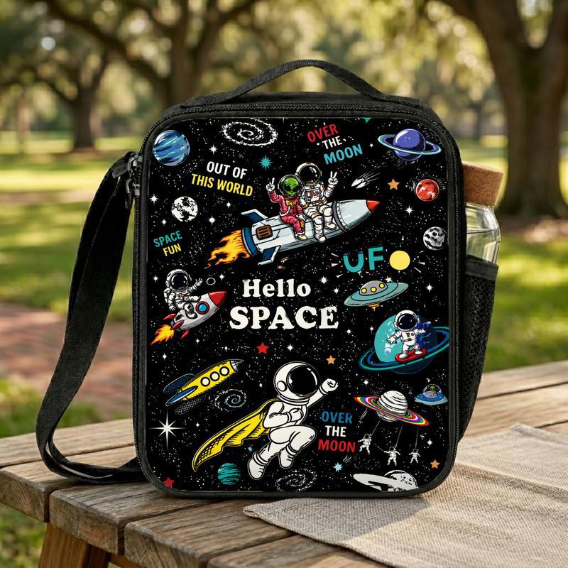 Kids Lunch Bag Space Fun - Astronaut Rocket Design Lunch Box Bag