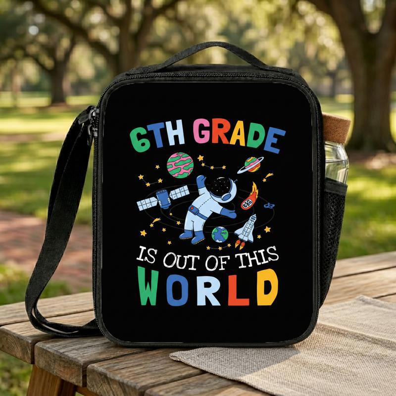 Kids Lunch Bag 6th Grade - Space Astronaut School Design Lunch Box Bag