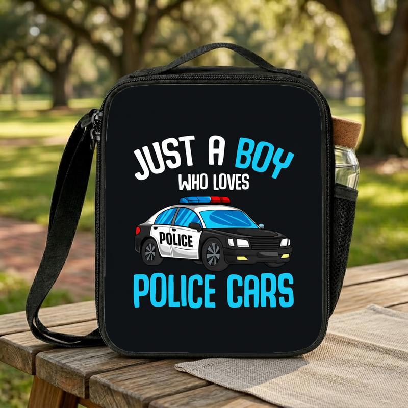 Kids Police Lunch Bag - Boy Loves Cars Back To School Lunch Box Bag